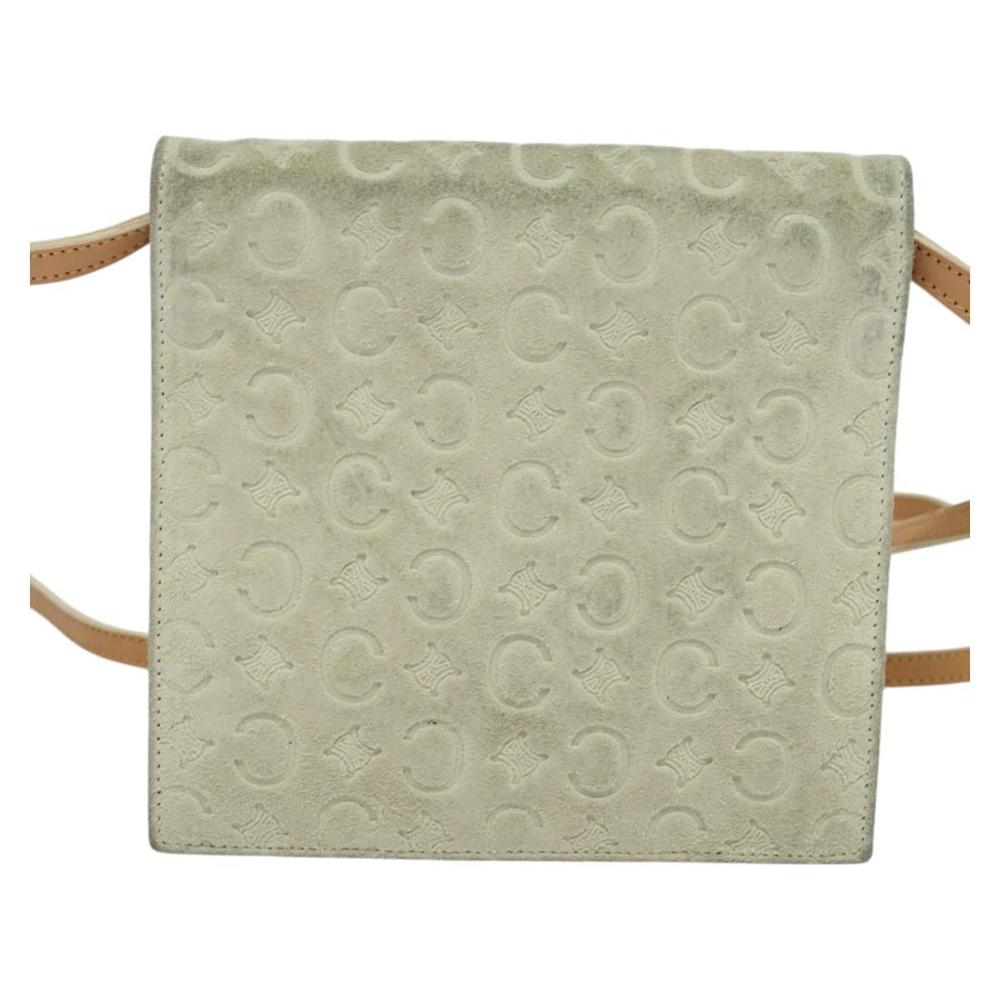 CELINE C Macadam Canvas Shoulder Wallet Suede White Auth 112493 - Picture 2 of 16